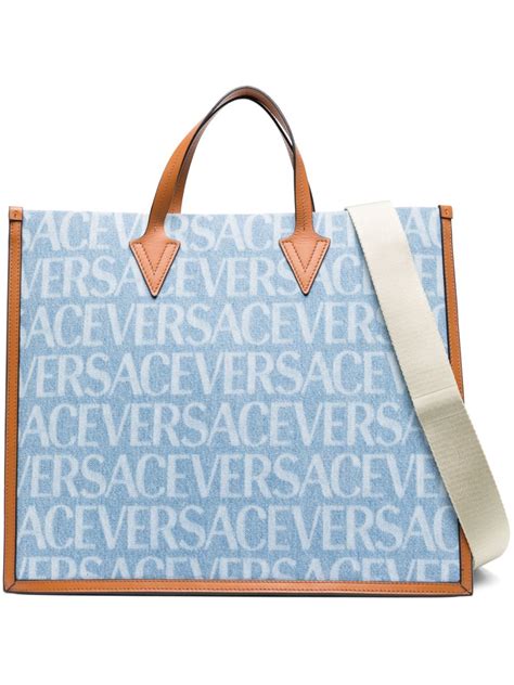 versace blue denim|versace denim tote bag.